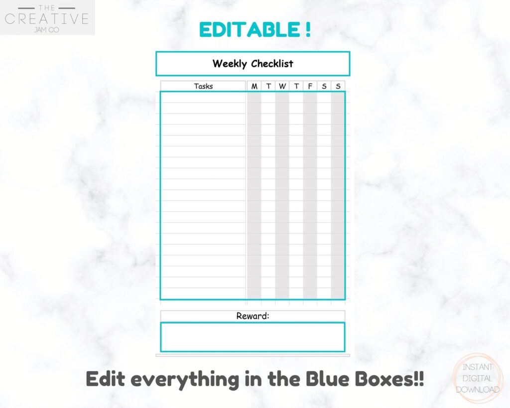 Editable Free Weekly Checklist Template – weekly checklist kids colorful Editable Free Weekly Checklist Template - weekly checklist kids colorful