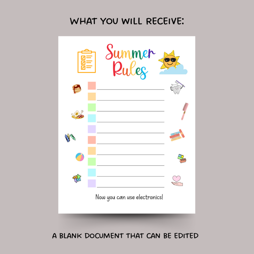editable summer rules printable daily 48397