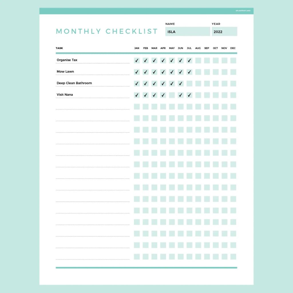 editable to do checklist monthly template