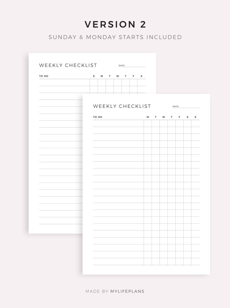 Editable Weekly Checklist Template Word - Weekly Checklist Printable Fillable Weekly To Do List Template Task List 14215485