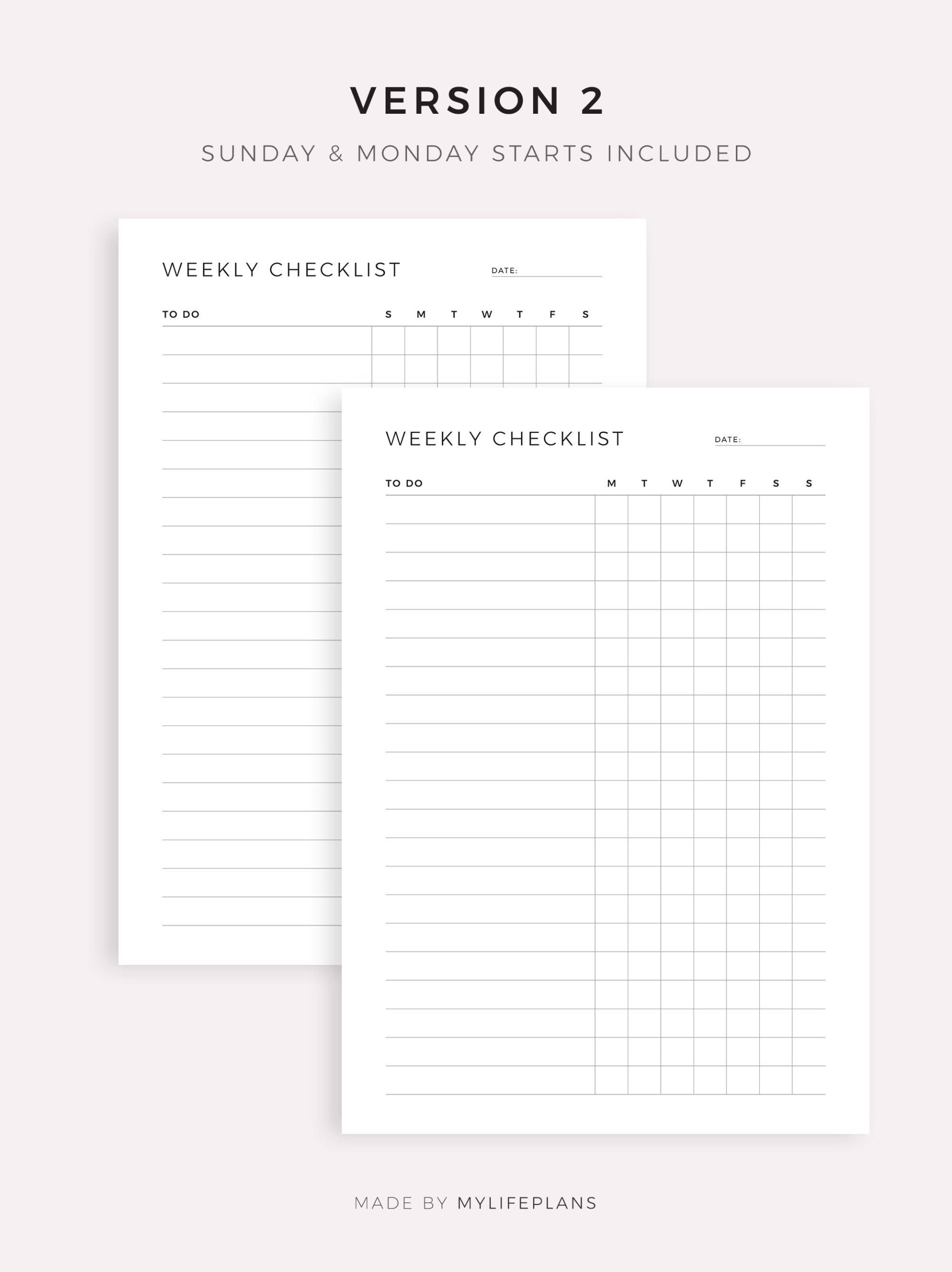 Editable Weekly Checklist Template Word - Weekly Checklist Printable Fillable Weekly To Do List Template Task List 14215485