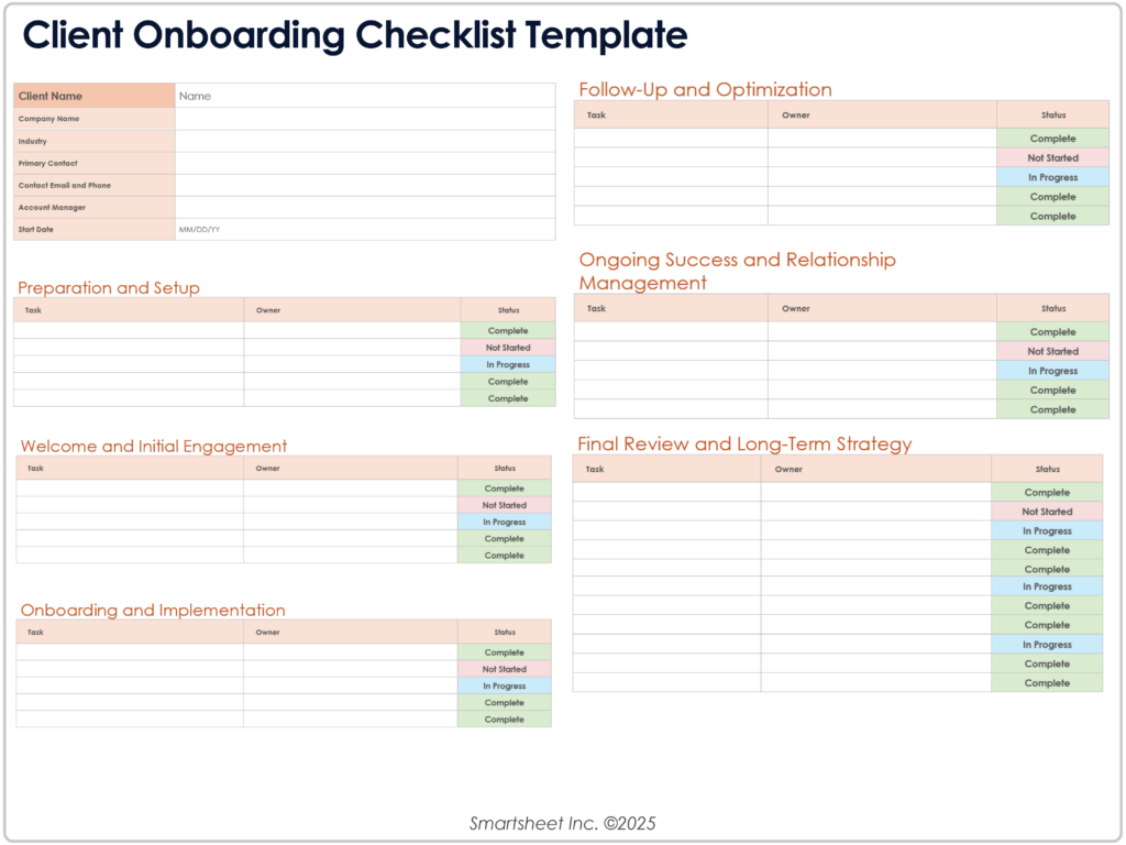 Editableprintable Checklist For Various Steps - free onboarding checklists and templates