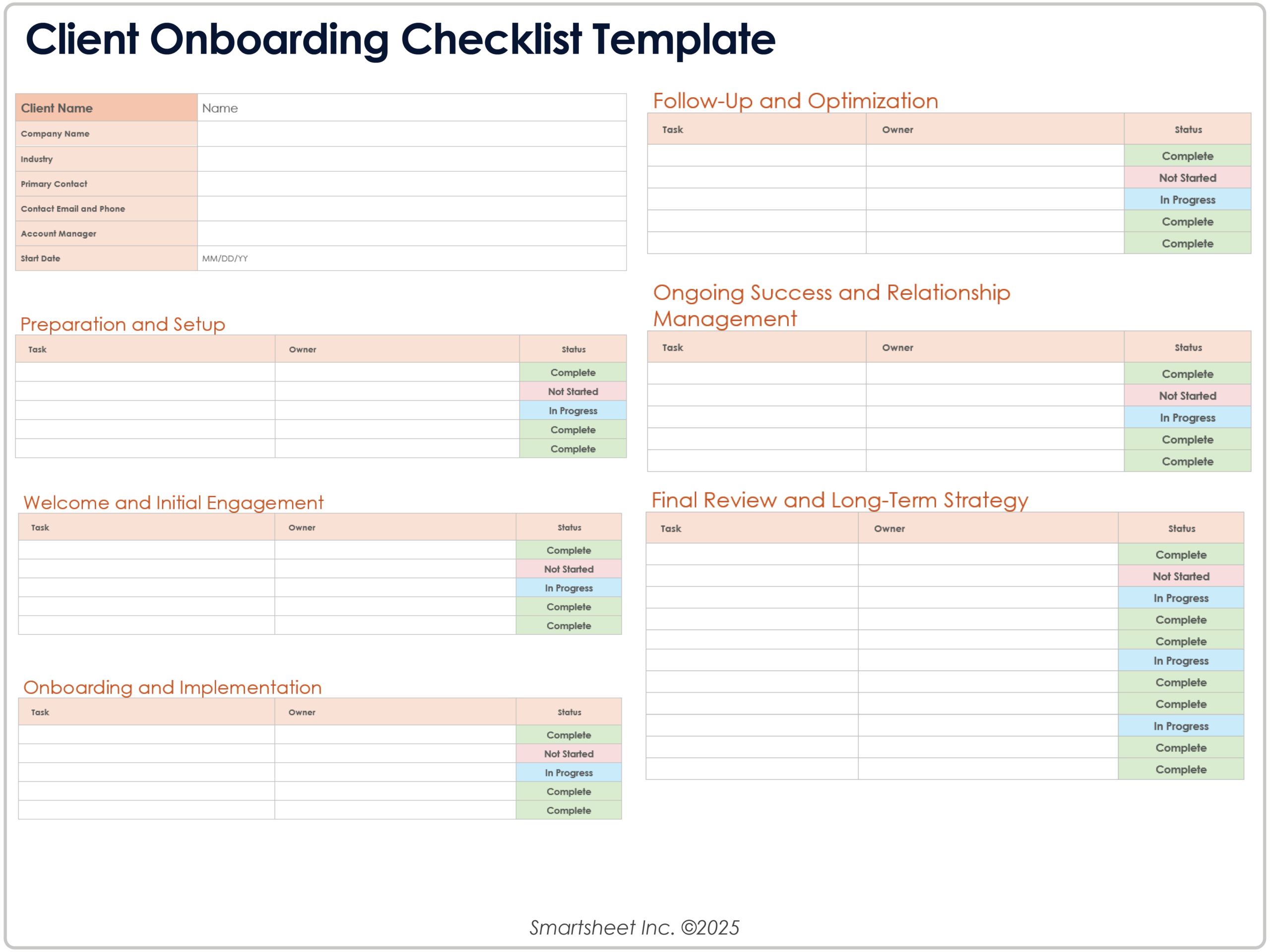 Editableprintable Checklist For Various Steps - free onboarding checklists and templates