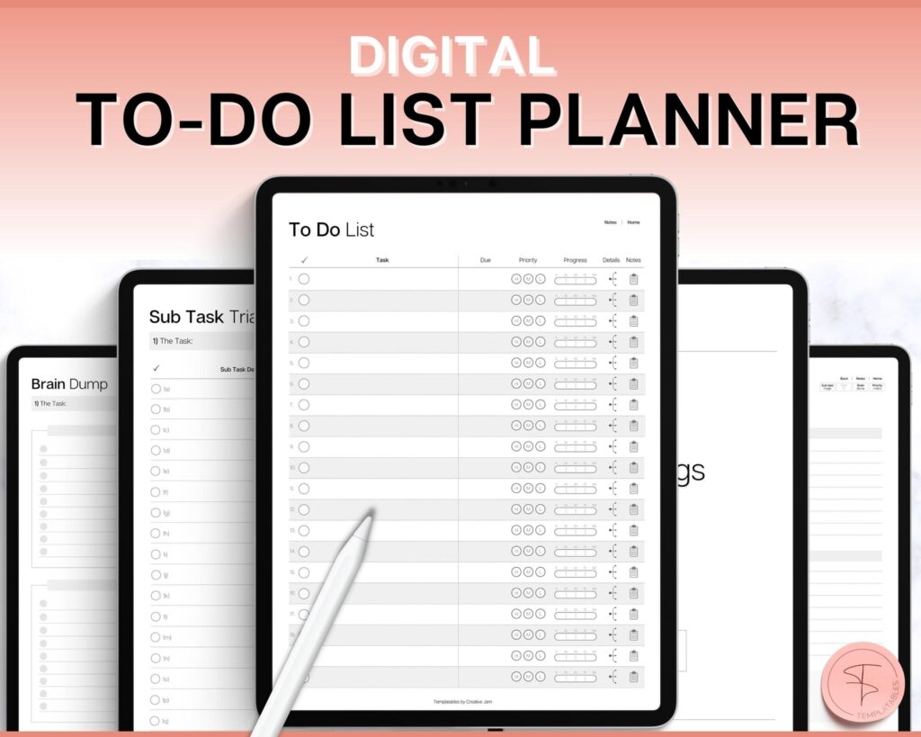 Effective To Do Lists Templates – digital to do list planner mono Effective To Do Lists Templates - digital to do list planner mono
