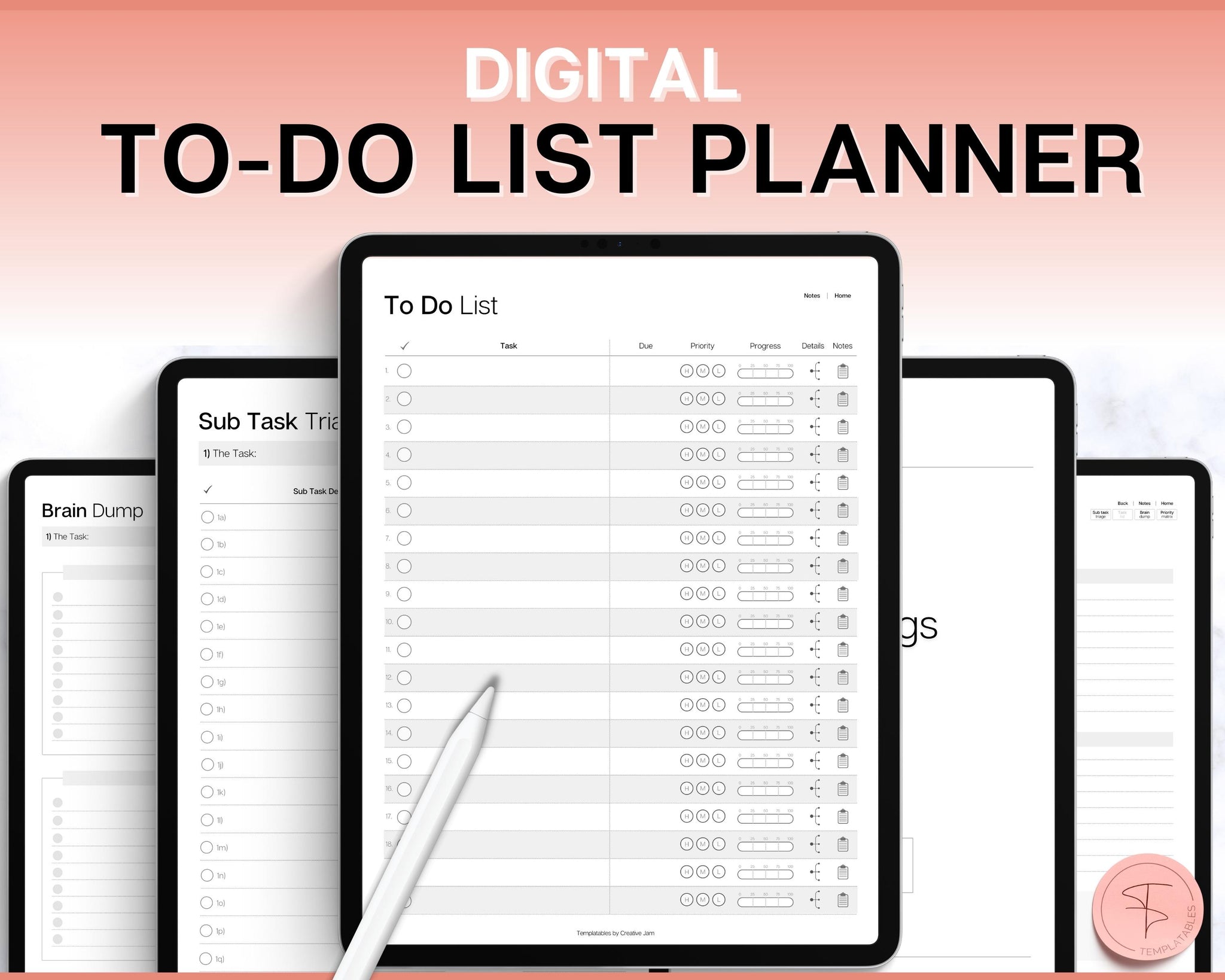 Effective To Do Lists Templates - digital to do list planner mono