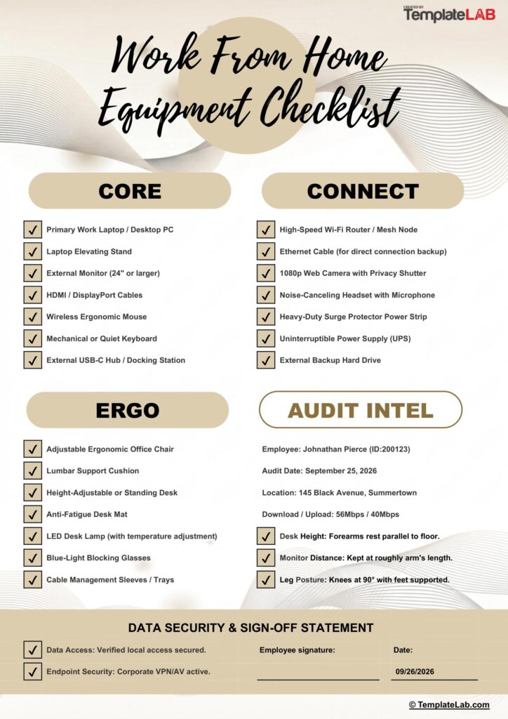 equipment checklist