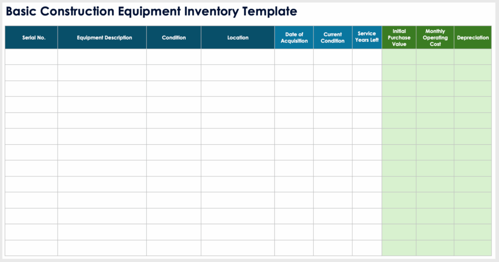 equipment inventory templates equipment inventory templates
