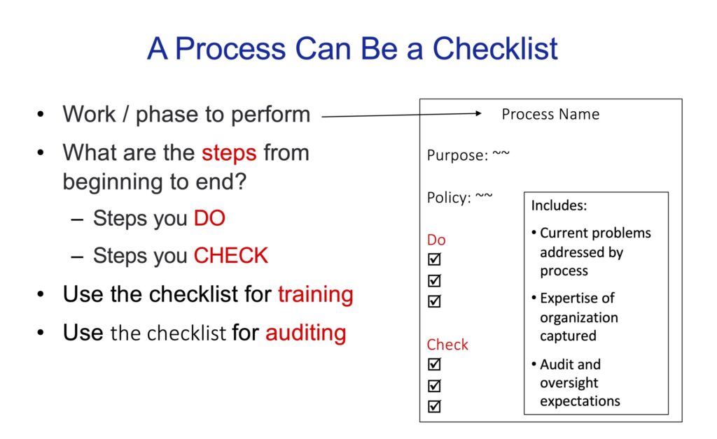 Example Of A Good Checklist - using medical checklists to simplify cmmi process development keeping it very simple