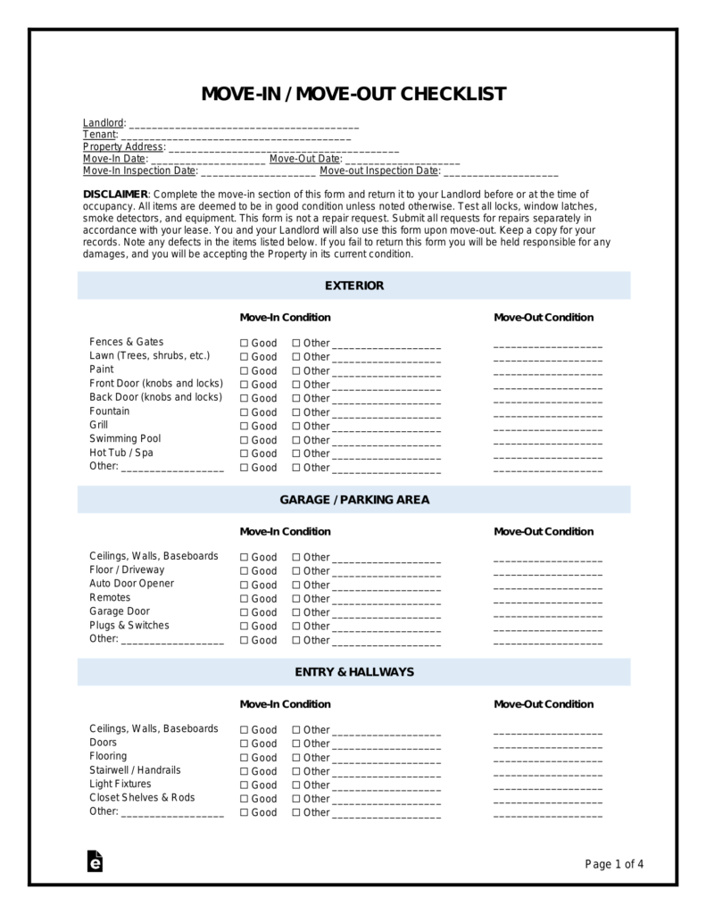 Example Of A Simple Checklist – move in move out inspection checklist residential property Example Of A Simple Checklist - move in move out inspection checklist residential property