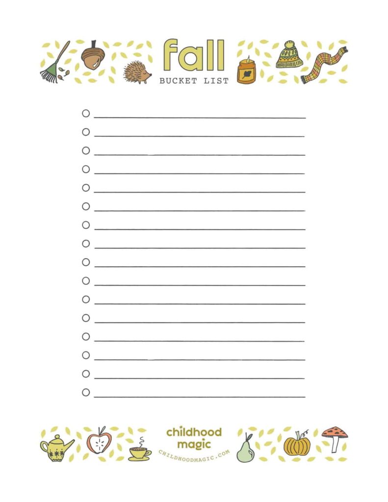 fall bucket list free printable and ideas for kids