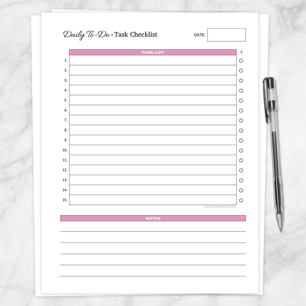 Fill In Daily Checklist Template – daily to do list task checklist printable Fill In Daily Checklist Template - daily to do list task checklist printable