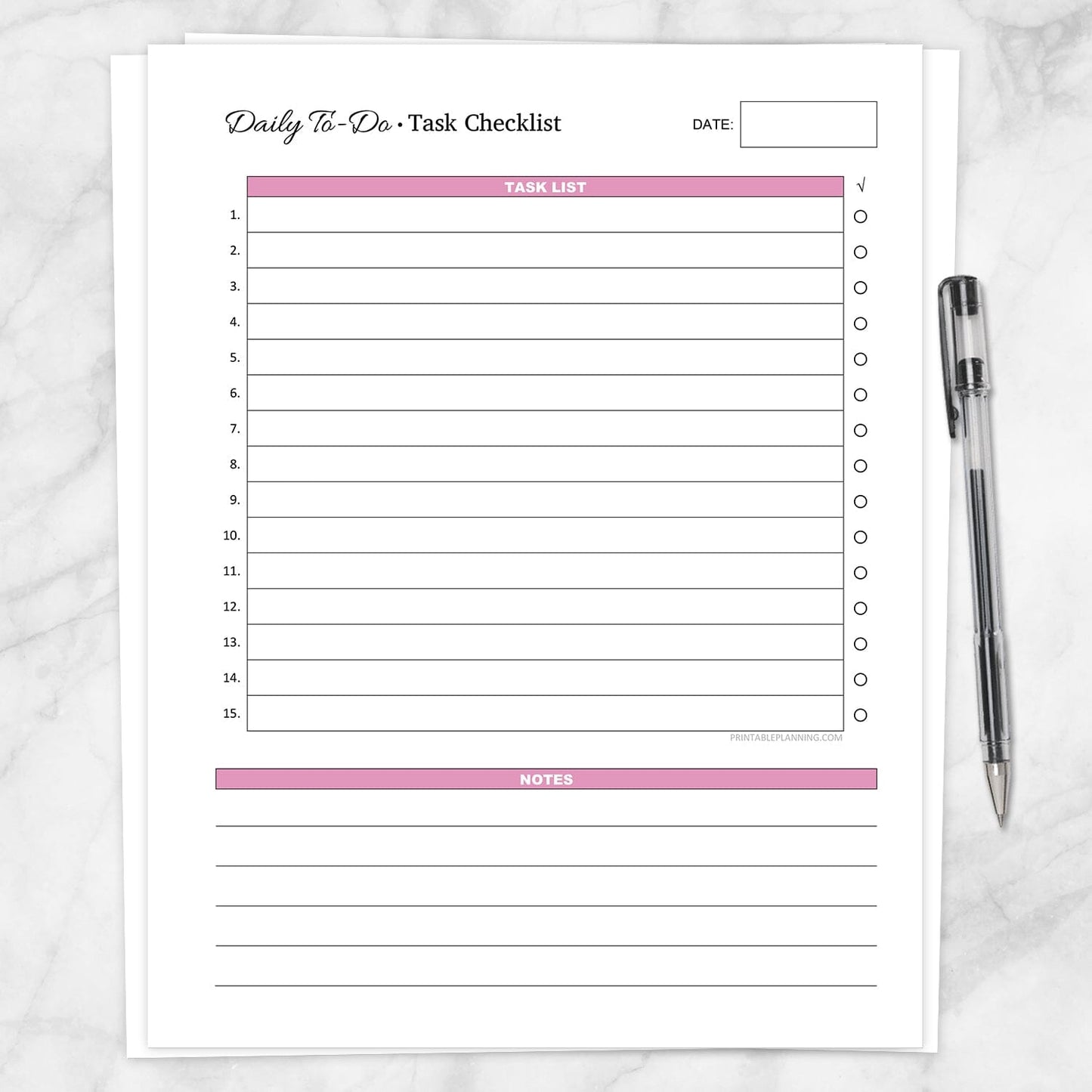 Fill In Daily Checklist Template - daily to do list task checklist printable