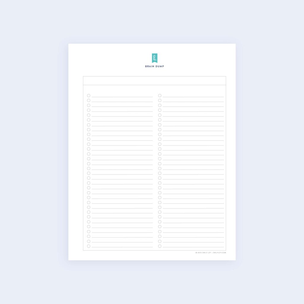 Fill In The Blank Checklist - brain dump checklist printable