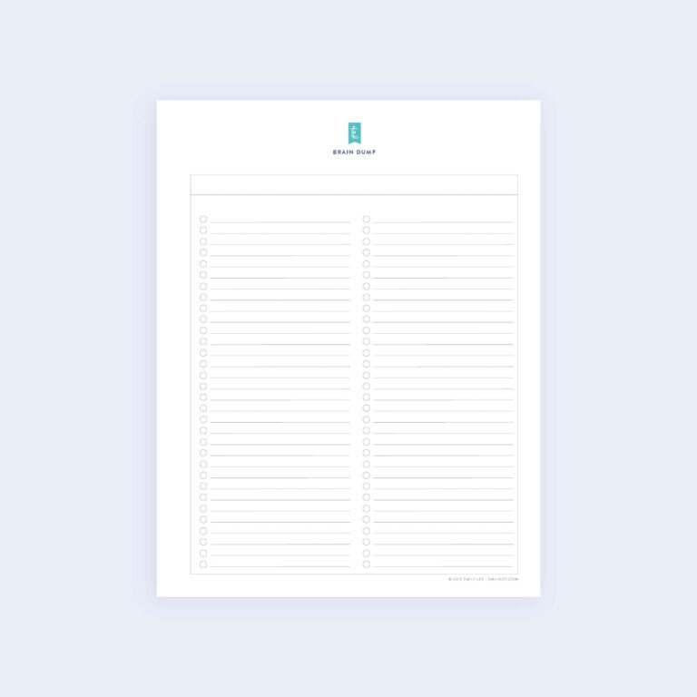 Fill In The Blank Checklist - brain dump checklist printable