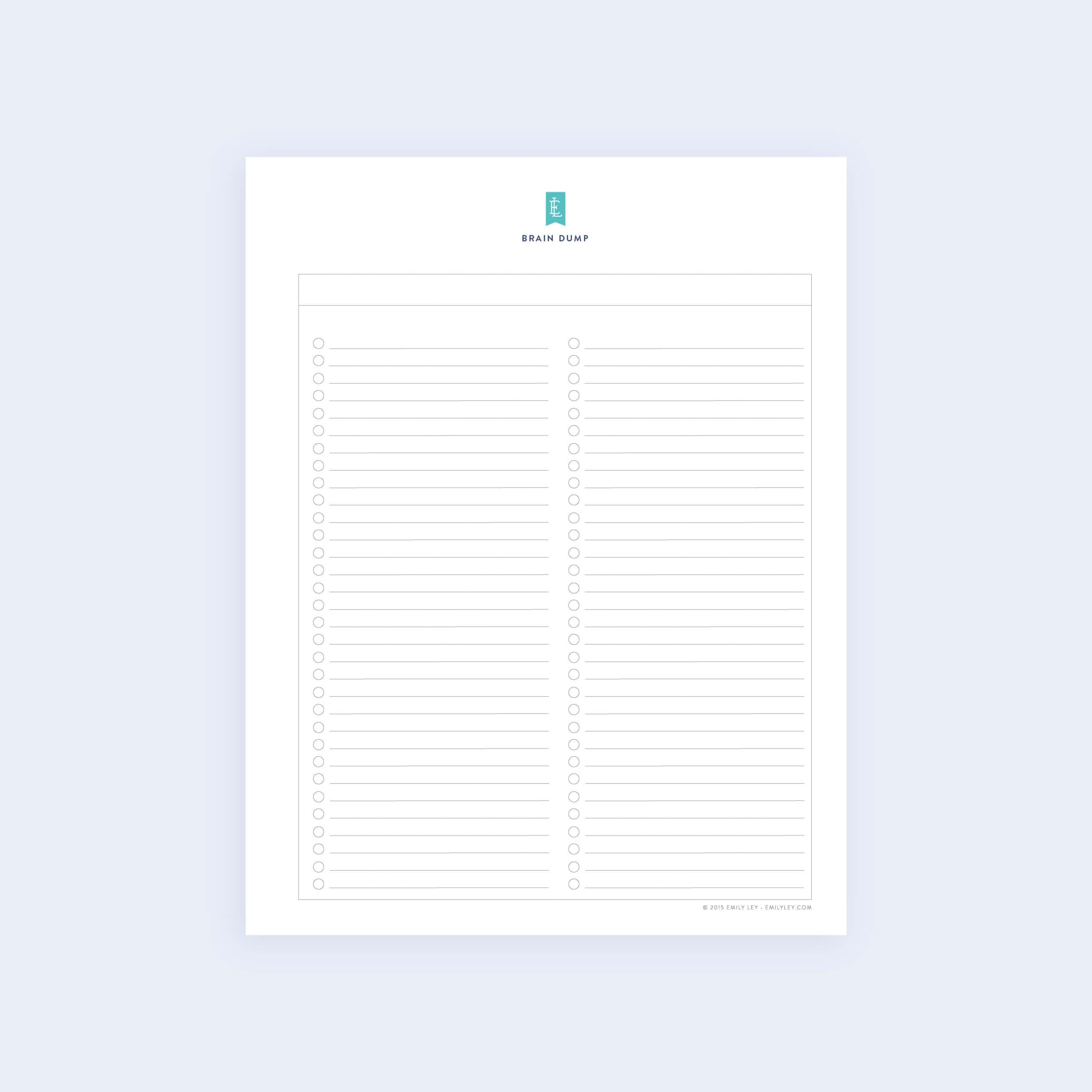 Fill In The Blank Checklist - brain dump checklist printable