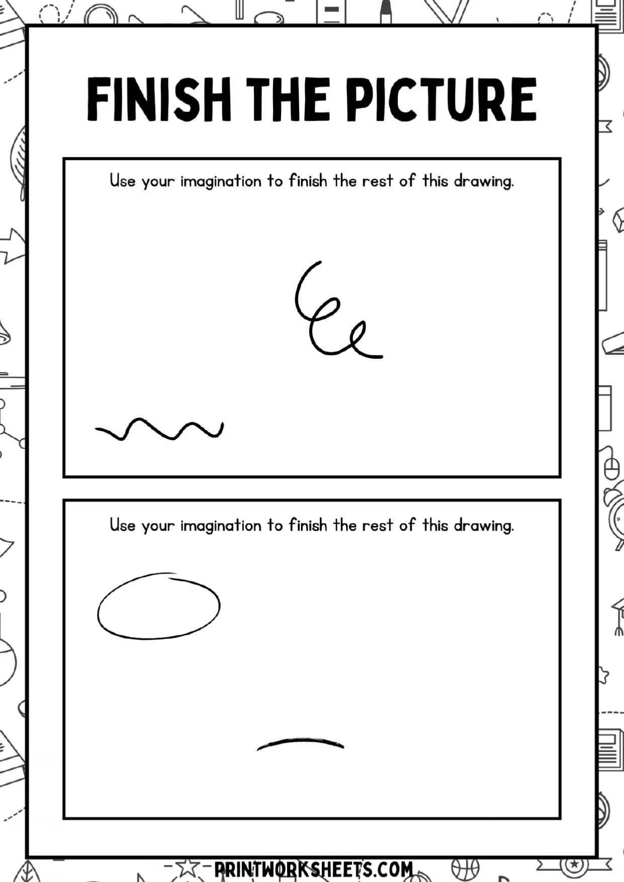 Finish The Drawing Free Printable - art and crafts