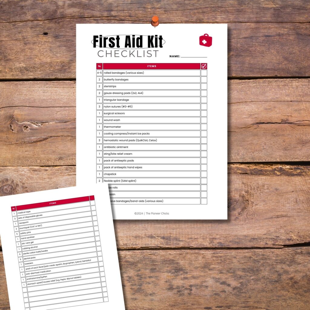 first aid kit checklist