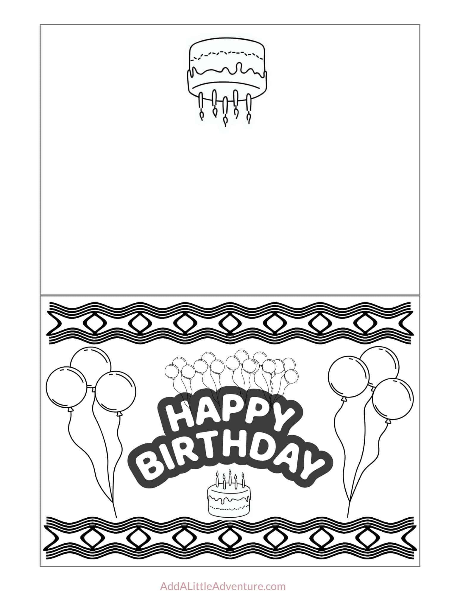 Foldable Birthday Cards To Color - Foldable Printable Birthday Cards to Color - Add A Little Adventure