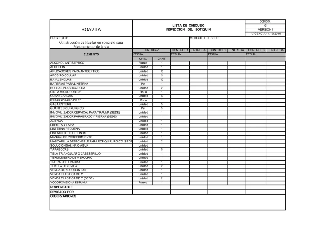 Formato De Lista De Chequeo Para Descargar – formato chequeo inspeccion de botiquin boavita Formato De Lista De Chequeo Para Descargar - formato chequeo inspeccion de botiquin boavita