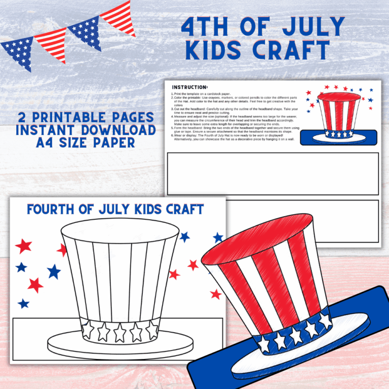 Fourth Of July Crafts Printables - Free Printable 4th July Hat Craft For Kids - In The Playroom