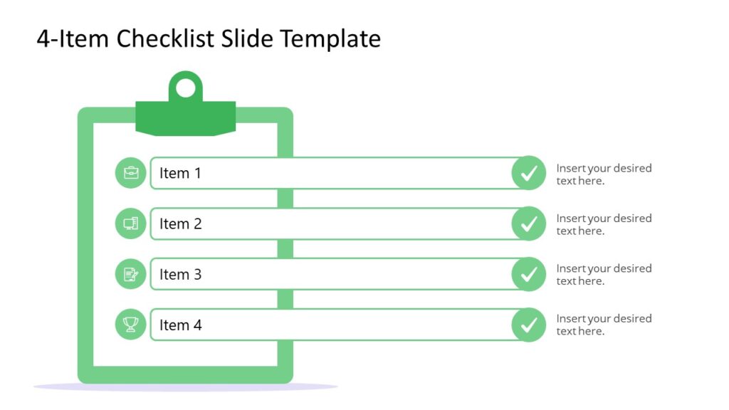 free 4 item checklist slide template