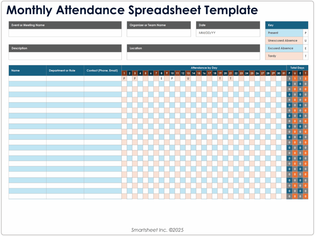 free attendance spreadsheet templates