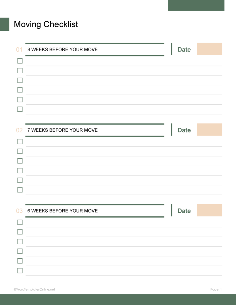 Free Checklist Template Free Download - free moving checklist templates word excel