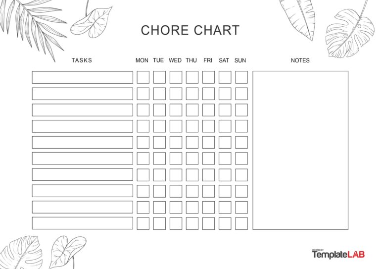 Free Child List Template Download - chore charts