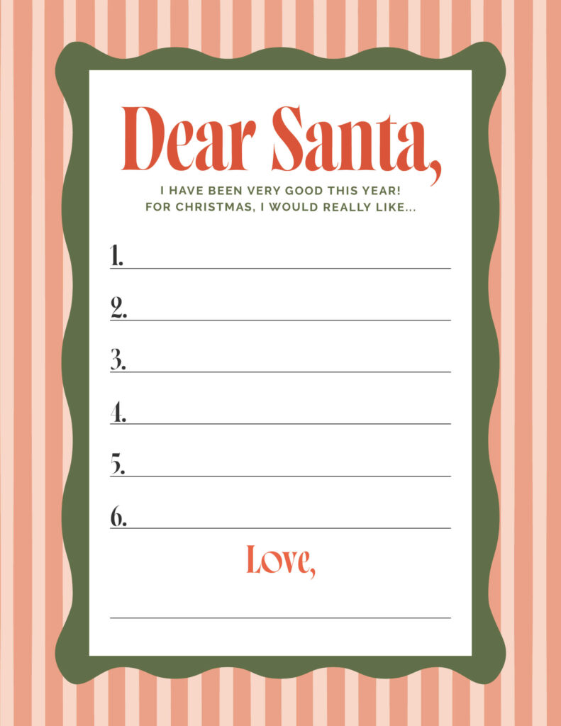 free christmas list templates