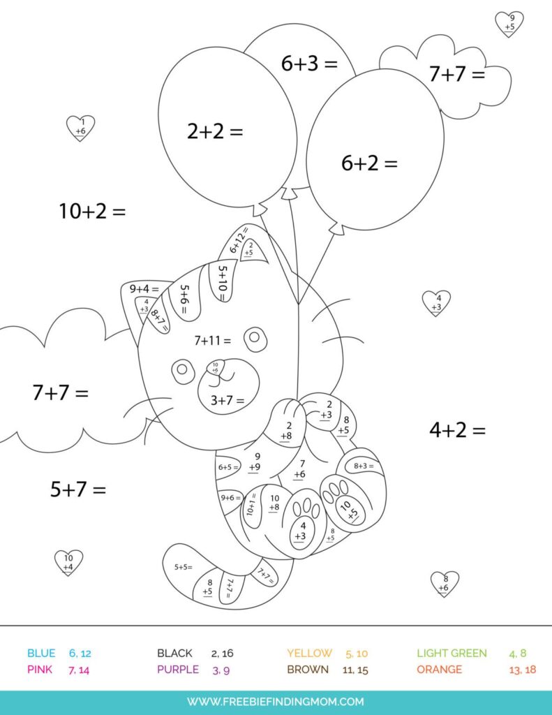 Free Color By Number Addition - 3 Free Addition Color By Number Printables