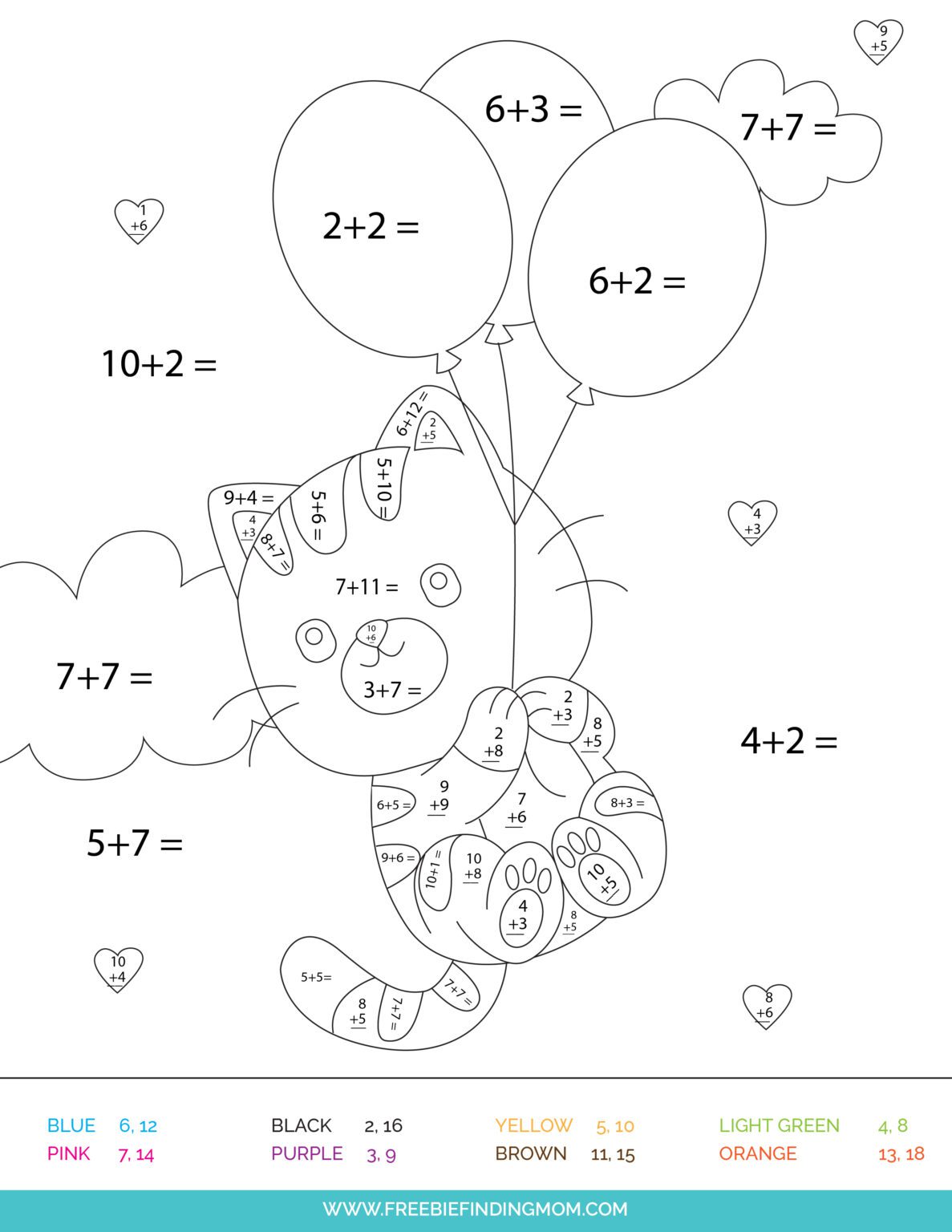Free Color By Number Addition - 3 Free Addition Color By Number Printables