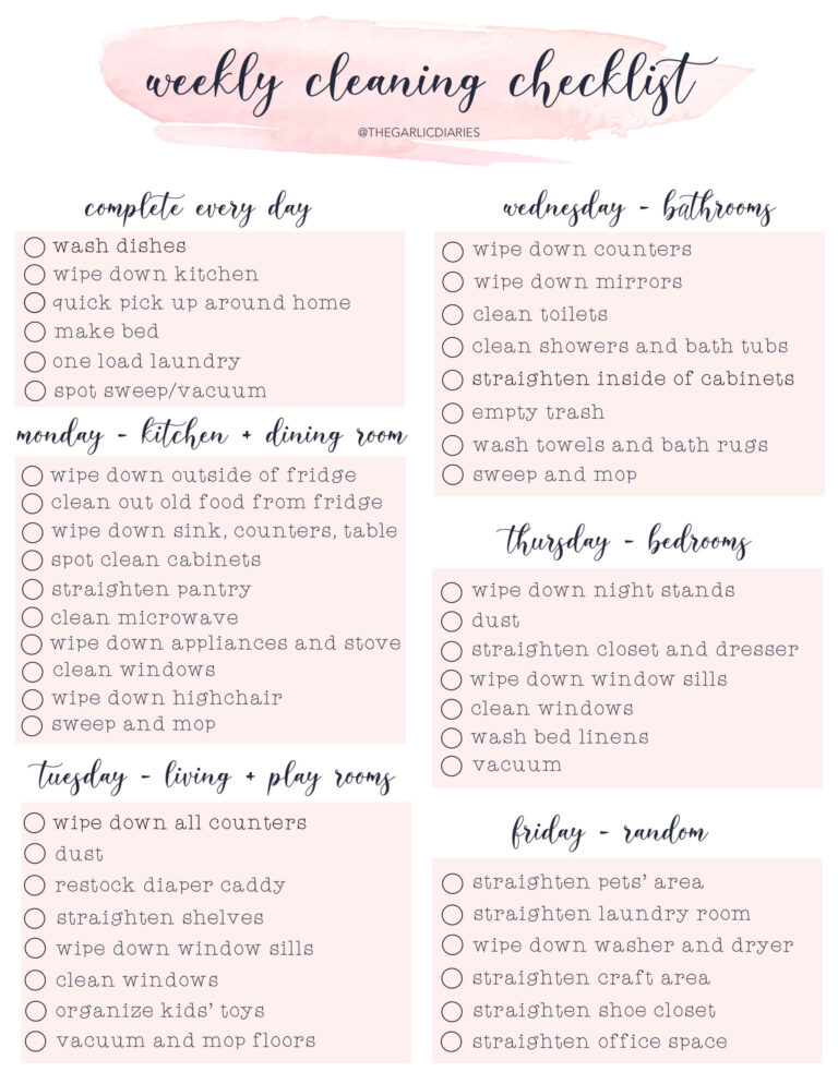 Free Daily Maintenance Checklist Template - free downloadable weekly cleaning checklist
