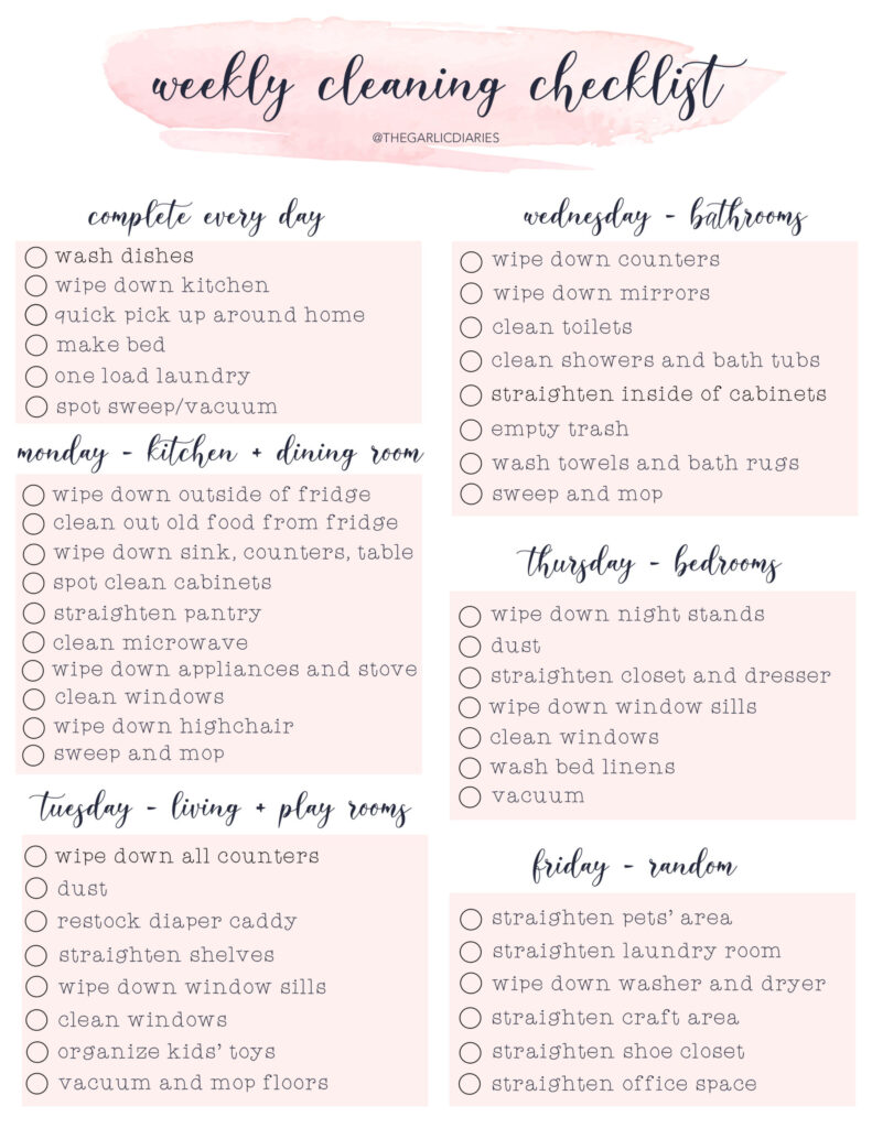 Free Daily Maintenance Checklist Template - free downloadable weekly cleaning checklist