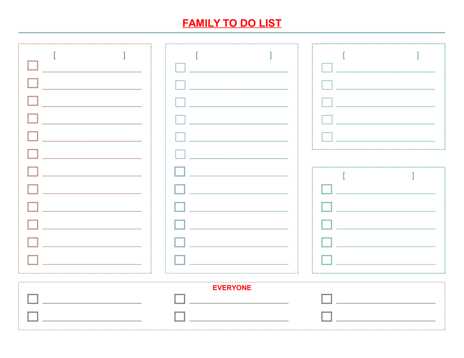 Free Download Template For List - printable family list free download template