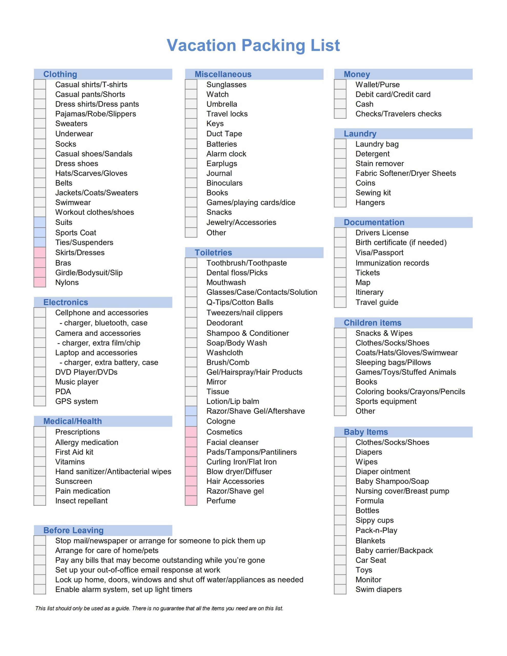 Free Downloads Templates For Lists - simple packing list pdf pdf lists ac50a3cd