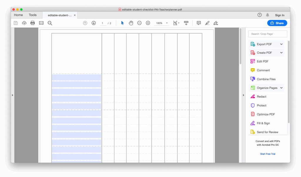 free editable student checklist printable pdf