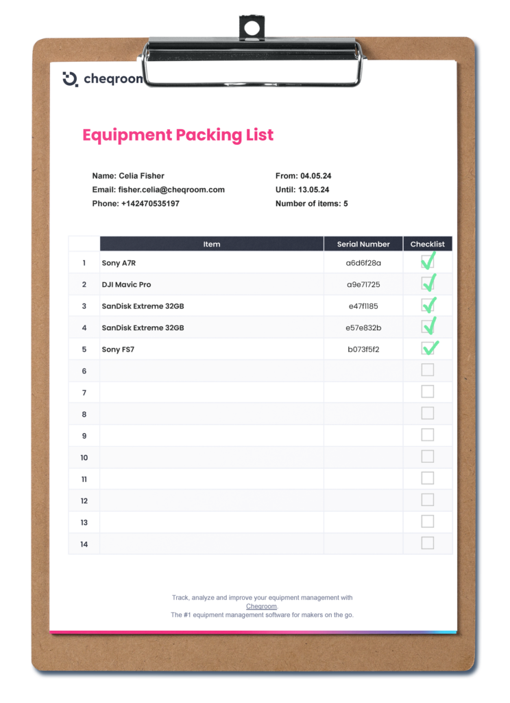 Free Equipment Checklist Word Template – equipment packing list template Free Equipment Checklist Word Template - equipment packing list template