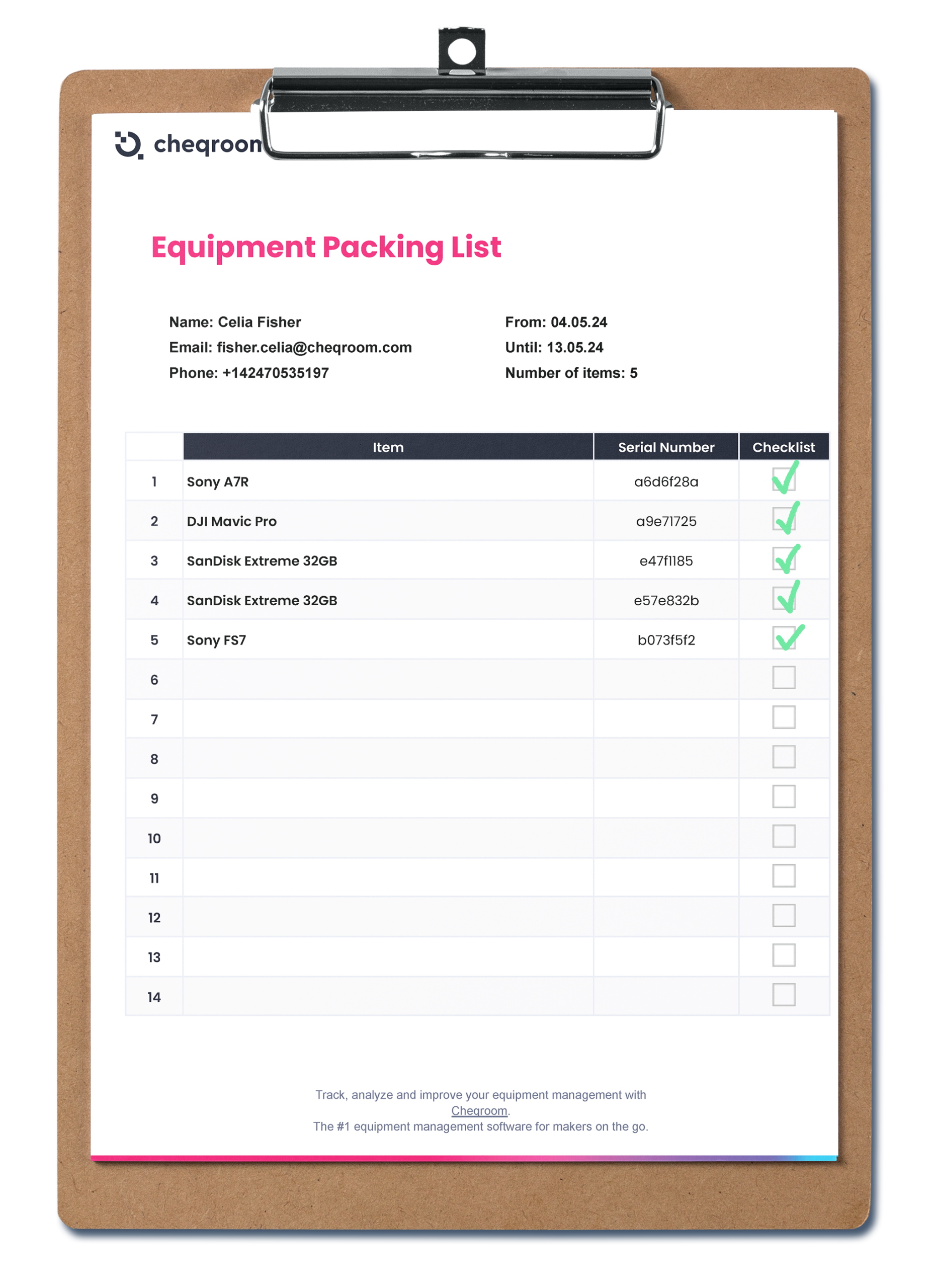 Free Equipment Checklist Word Template - equipment packing list template