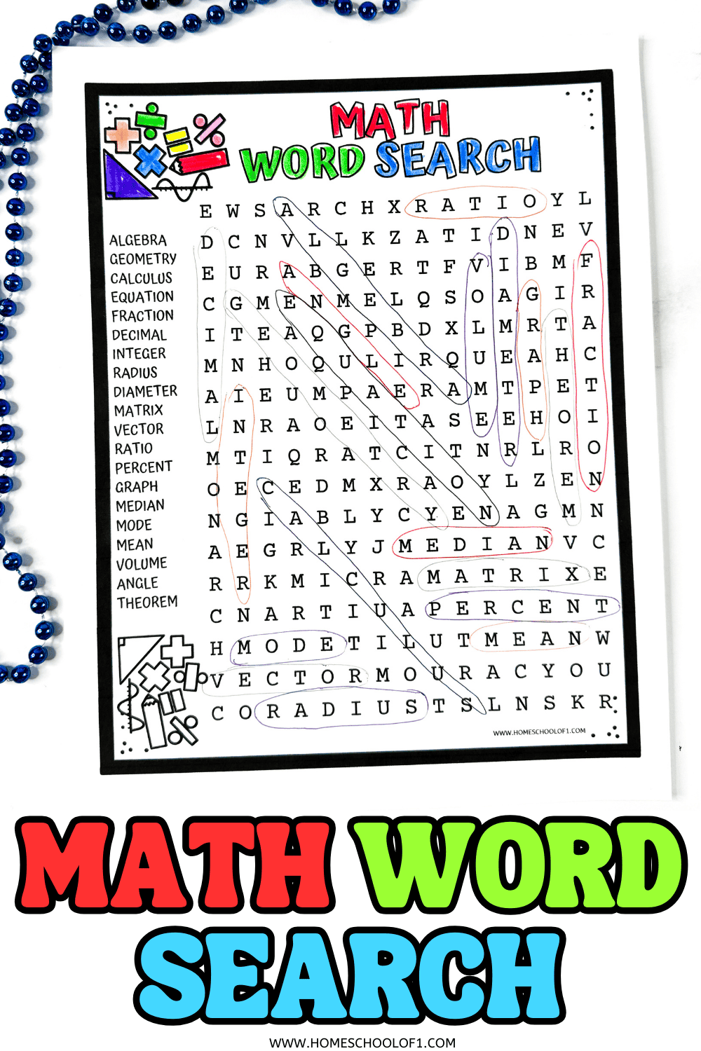 Free Math Word Search Printable - Math Word Search Printable: Fun Educational Activity for Students
