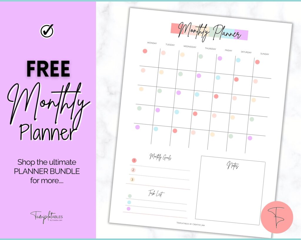 free monthly planner pastel free monthly planner pastel