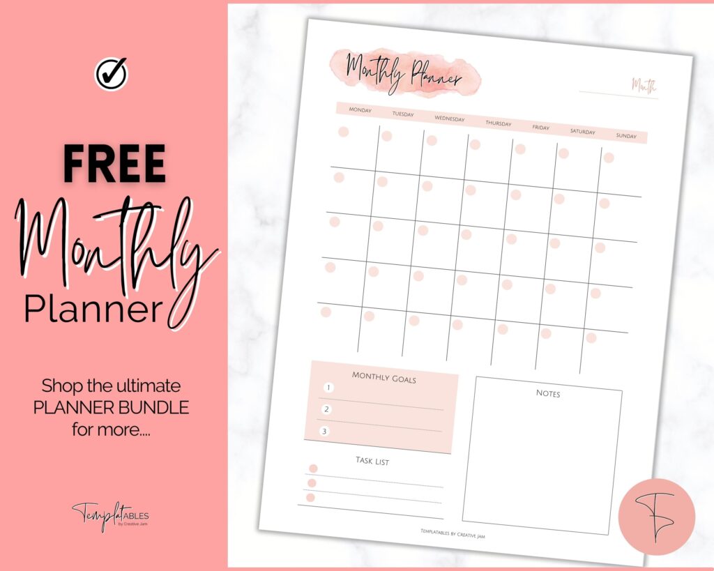 free monthly planner watercolor free monthly planner watercolor