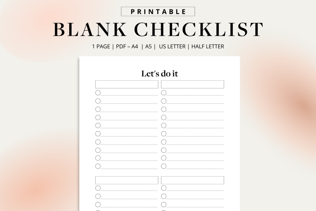 Free Printable Blank Checklist Template - blank checklist printable to do list