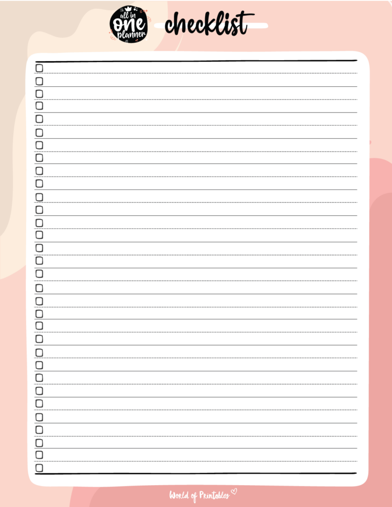 Free Printable Blank Checklist Templates - checklist template