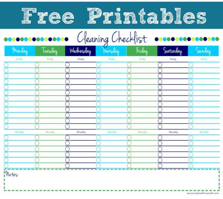 Free Printable Blank Weekly Checklist - cleaning checklist printable