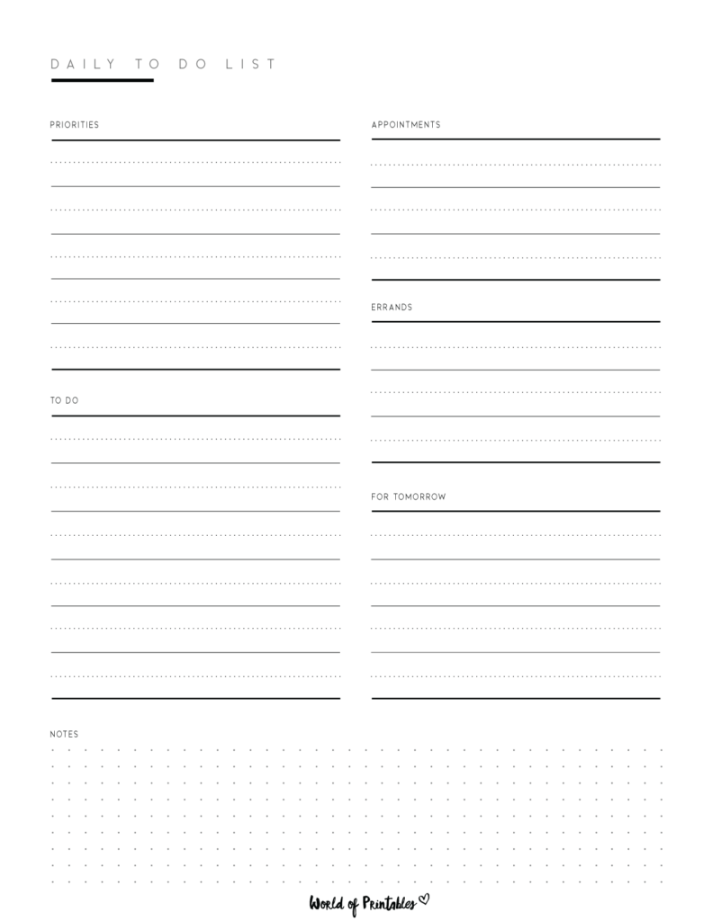 free printable daily to do list template