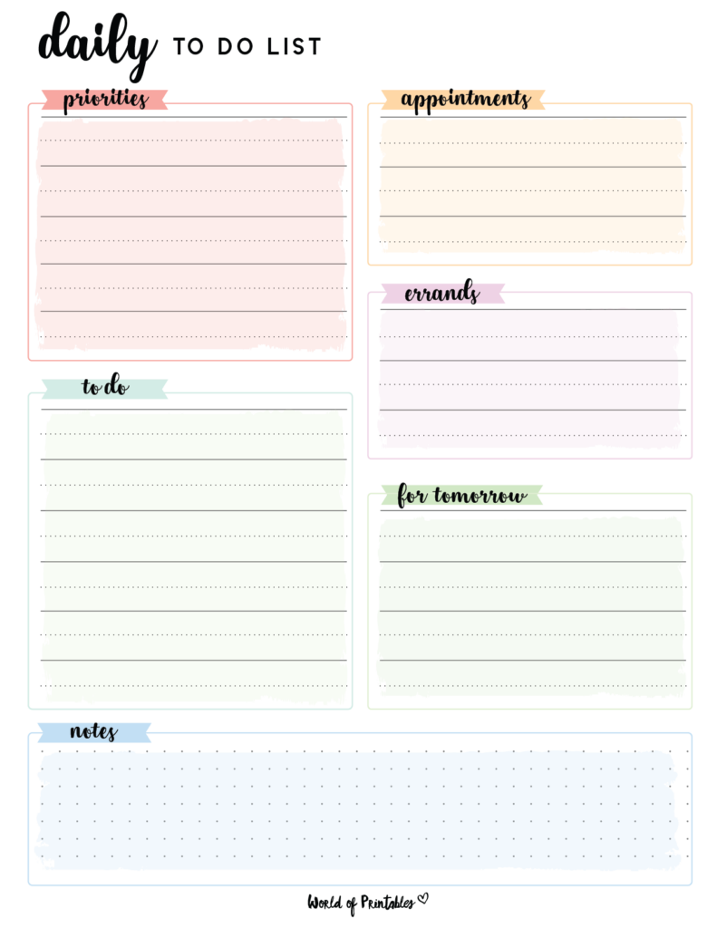 free printable daily to do list template