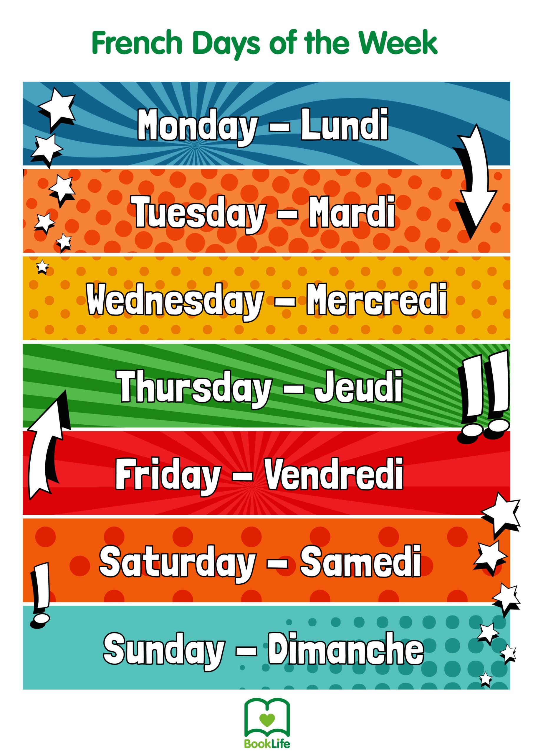 Free Printable Days Of The Week Poster - free french days of the week poster
