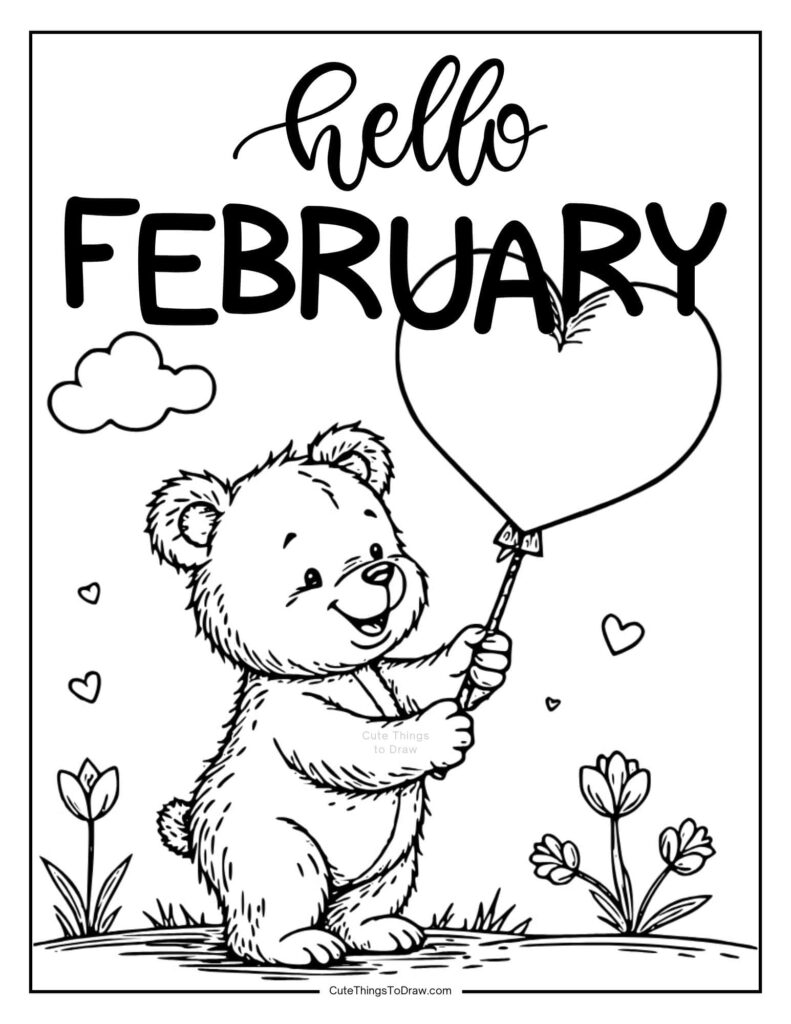 Free Printable February Coloring Pages - Cute February Coloring Pages (Free PDF Printables) - Cute Things to Draw