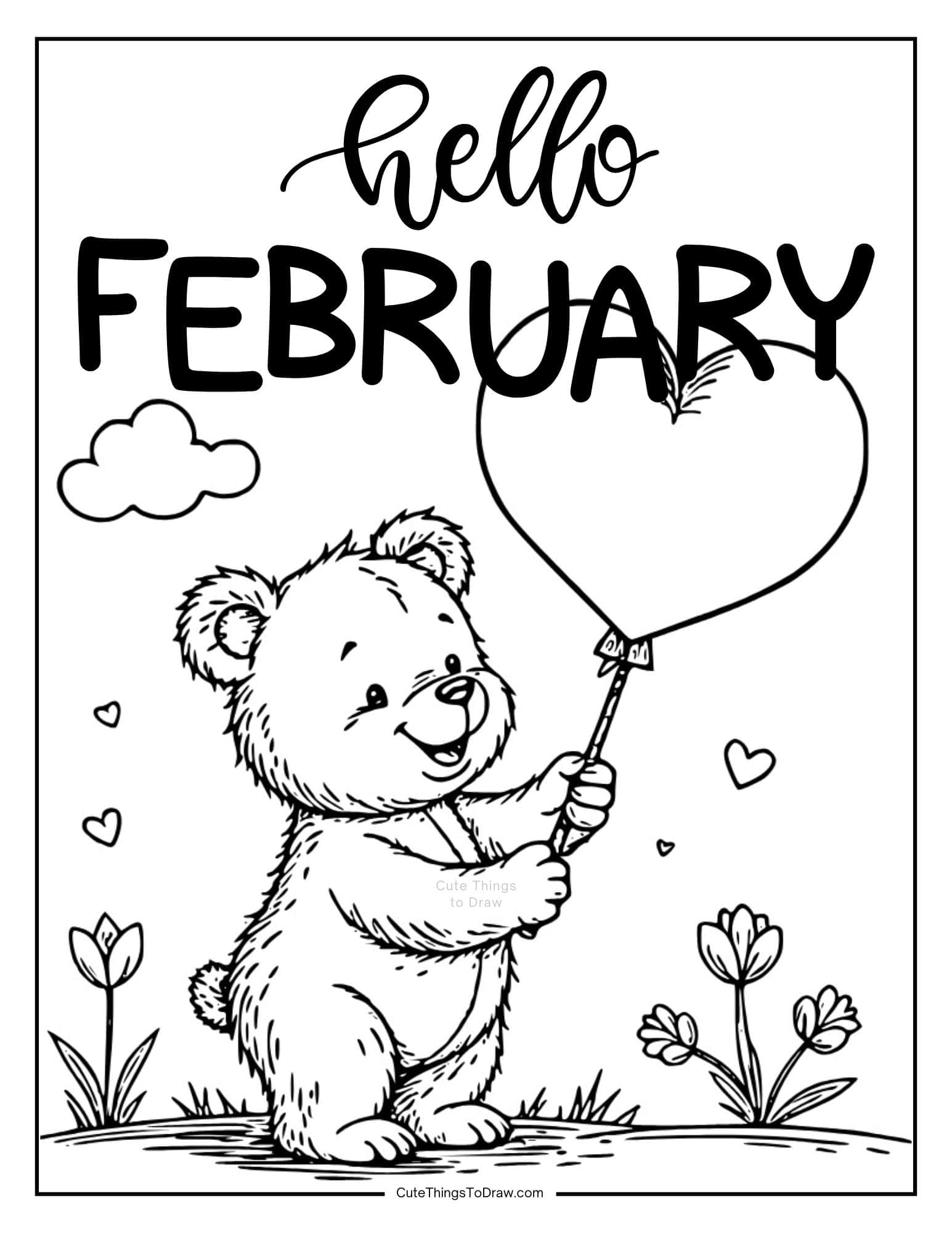 Free Printable February Coloring Pages - Cute February Coloring Pages (Free PDF Printables) - Cute Things to Draw