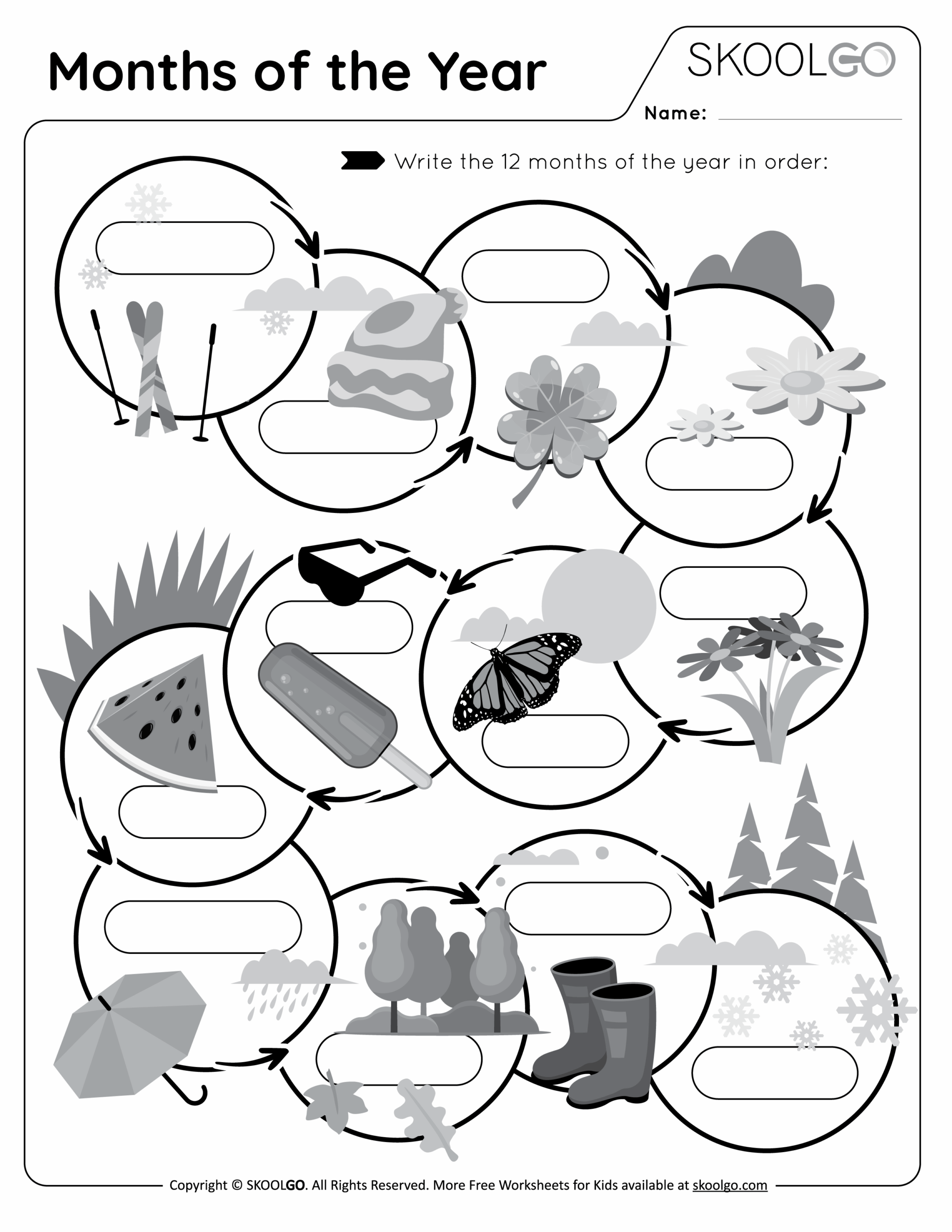 Free Printable Months Of The Year Worksheets - months year